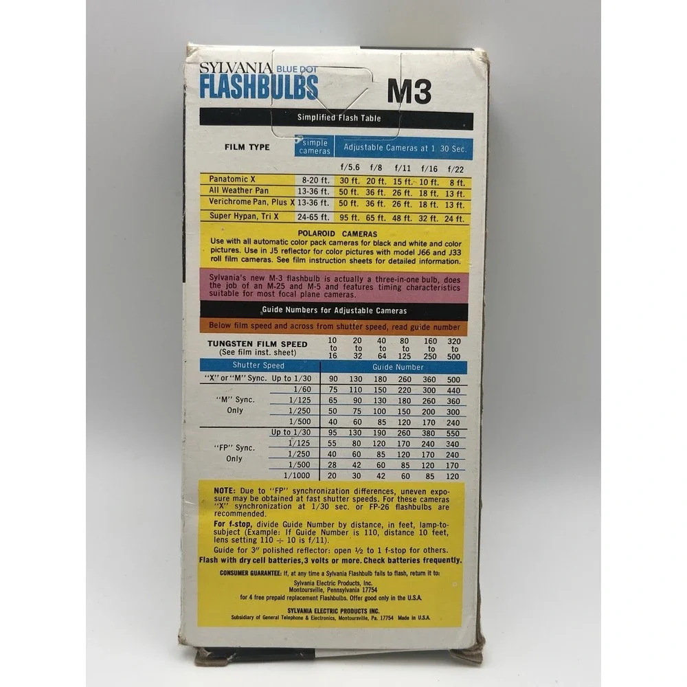 Sylvania Flashbulbs Blue Dot Press 25 Clear 11 Bulbs Vintage Opened Box